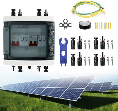 Überspannungsschutz PV DC 1000V 40A Trennschalter Blitzschutz Leitungsschutzschalter IP65 Wasserdicht Solar Anschlusskasten für Photovoltaik,2 in 2 Out