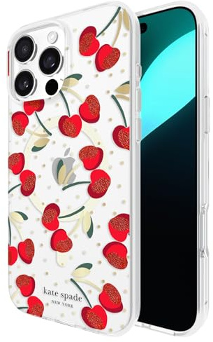 Kate Spade New York iPhone 16 Pro Max Case - Cherry Dot Gems | Compatible with MagSafe - Lightweight Designer Case for iPhone 16 Pro Max with Anti-Scratch Coating and Cherry Dot Design