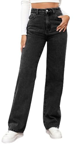 Generisch Baggy Jeans Damen Low Waist Schlaghose Cargo Teenager Mädchen Mom Flared Y2k Cargohose Curvy 164 Hüftjeans Extrem Tief Schwarz