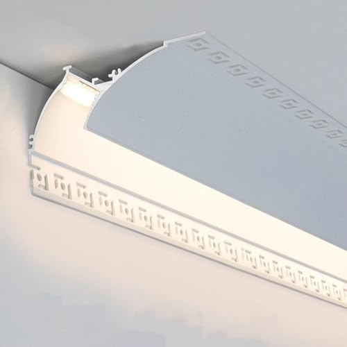 Oracra Led Channel Led Mount Channels, Crown Molding for Indirect Lighting, Plaster-In Crown Molding Led Lighting Profile for 15Mm Strip, Aluminum Light Strip Trim(1.7m(5.5ft))
