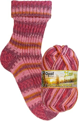 Opal X-große Wintersonne 8-fädige, dicke Sockenwolle, mulesingfrei, filzfrei, 75% Schurwolle/ 25% Polyamid, 150 g/320 m LL, empf. Nadelstärke: 4-5 (11432 Leuchtfeuer)