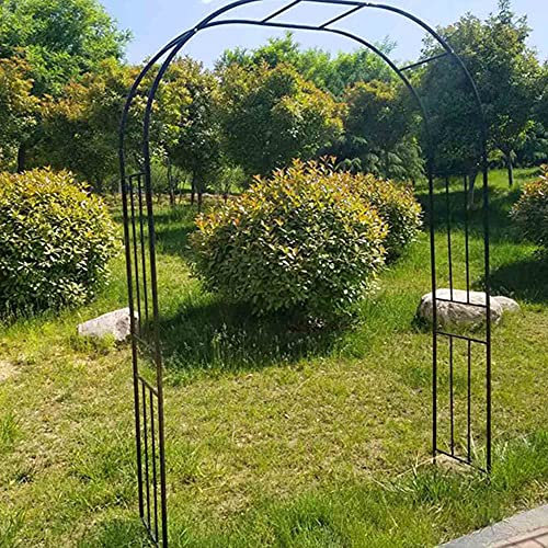 Arche de jardin en fer forgé pour plantes grimpantes, extérieur, pelouse, arrière-cour, décoration noire (150 à 260 cm)