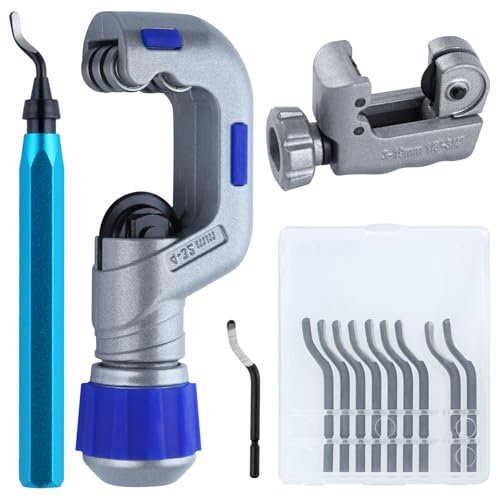 SPEEDWOX 3Pcs Tubing Cutter Set Tube Cutter Set Heavy Duty Pipe Cutter Tool 3/10-1-1/4 Mini Tube Cutter 1/8-3/4 Copper Pipe Cutter Tube Cutter Tool with Deburring Tool for Copper, Aluminum and PVC