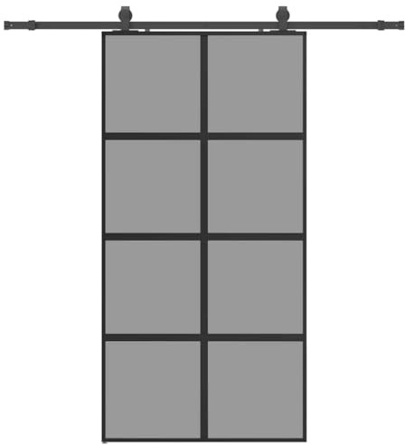 vidaXL Skjutdörr med beslag svart 102,5x205 cm härdat glas, innerdörr, skjutdörr, ladugårdsdörr