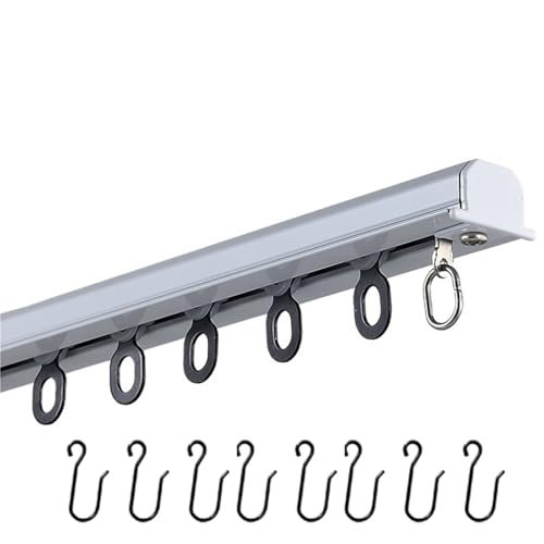 Binario per tende da soffitto in alluminio bianco resistente, con rulli e ganci, per esterni, patio, negozio di abbigliamento, 7,9 m, supporto da parete extra lungo da 1,8 m a 12,2 m di lunghezza.