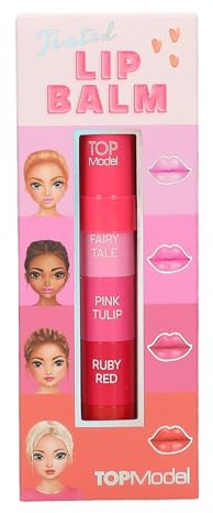 Depesche 13492 TOPModel - Lippenpflege Stift Beauty and Me, Set aus 4 Farben in Rot- und Rosatönen, mit Zuckerwatte Duft