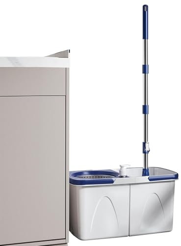 Reinigungsmop & Bucket -Set, Mop und Eimer -Set, Einstellbarer Griff Spinner Abnehmbarer Mop -Eimer -Set, Bodenreinigungssystem, wehensparender Wandreiniger für den nassen Trockengebrauch