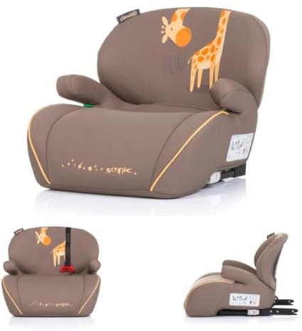 Chipolino Kindersitz, Sitzerhöhung Sonic Isofix, i-Size, 125-150 cm, Armlehne braun