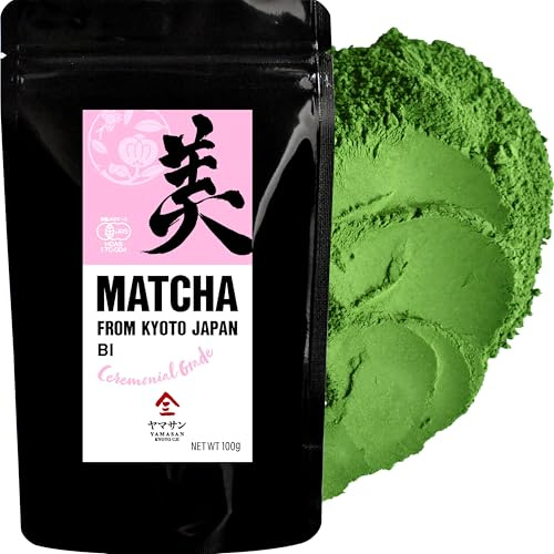 YAMASAN KYOTO UJI Ceremonial Grade Matcha BI, Japanese Green Tea Matcha Powder, 100％ Authentic Japanese Origin, From Uji Kyoto, Japan, 100g