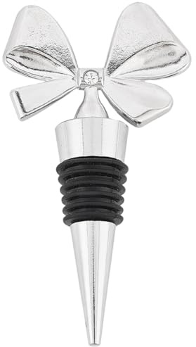 GORGECRAFT Flaschenverschluss Mit Schleife Fliege Silberfarben Metall Silikon Wiederverwendbar Für Wein Champagner Glasaufsätze Pumpendekor Für Männer Und Frauen Feiertage Einweihungsparty Weihnachten