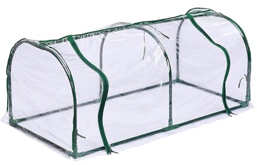 Cubierta de Invernadero de 130 x 60 x 50 cm Impermeable de plástico Transparente con Puerta Enrollable y Cremallera para Plantas de jardinería.