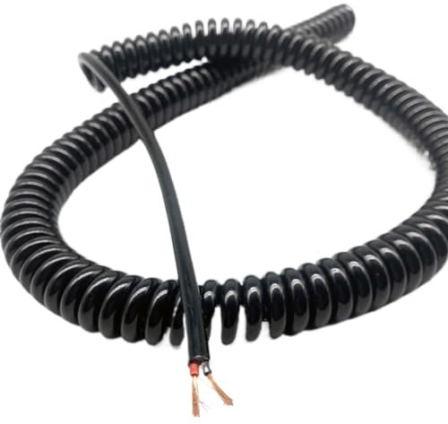 NIRNHYRUR Ressort à câble Coiled Mains Flex Curly Spring Cord, 18AWG 2 Core Power Spiral Cord Cable Multi-Core Spring Truck Retractable Cord Spring Wire(Stretch 8 Meter)
