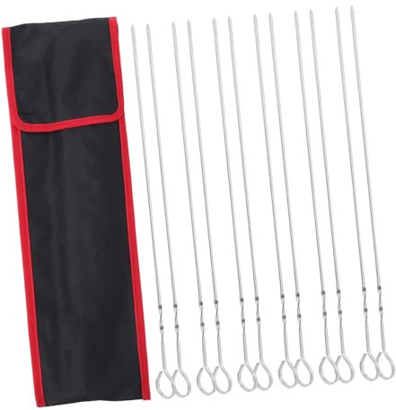 Toddmomy 12 Pièces Brochettes à Viande Inoxydable Lot de Brochettes Plates Réutilisables pour Barbecue de Rangement pour Viande Saucisses Cuisine Plein Air