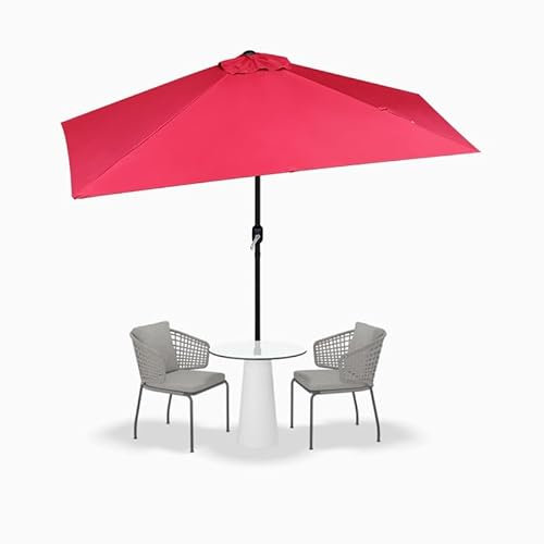 GSKFXJ 250cm Sombrilla De Patio Exterior, Semirrectangular Parasol Para Balcón, Jardín, Piscina, Paraguas De Terraza Espacios Pequeños Contra La Pared(Burgundy)