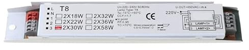 HBALDTEDC Reattore elettronico ad Ampia Tensione, Alimentatore elettronico for lampade domestiche 2x18/30/58W T8 Alimentatore Fluorescente lineare(30w)