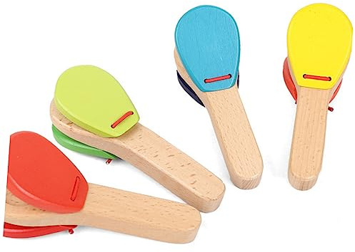 HANABASS Holzklappern mit Langem Griff für Kinder Leichtes Schlaginstrument Spielzeug zur Rhythmusgefühls und Musikspielzeug für Babys