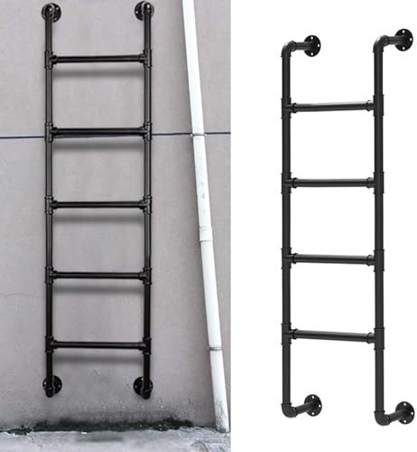 Hamankim Scala di Uscita per soffitta 100-300 cm, Scala in Ferro battuto per Ingresso, scaletta a pioli da Parete per dormitori, terrazze Esterne sul Tetto, Dimensioni Personalizzabili(120cm/47in)