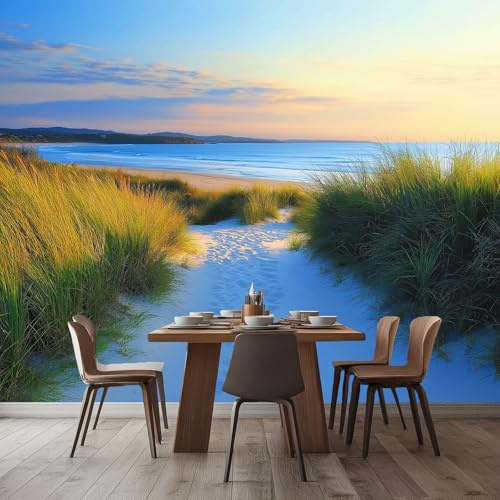 Papel Pintado Panorámico Paisaje De Dunas Costeras 250x175 cm Fotomurales No Tejido, Murales Decoración Póster Pared Personalizado 3D Para Salón Dormitorio