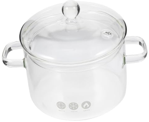 Toyvian Marmite avec Couvercle et Double Poignée en Verre Borosilicate 1500ml Conduction Thermique Homogène, Multi-fonction Cuisine et Restaurant