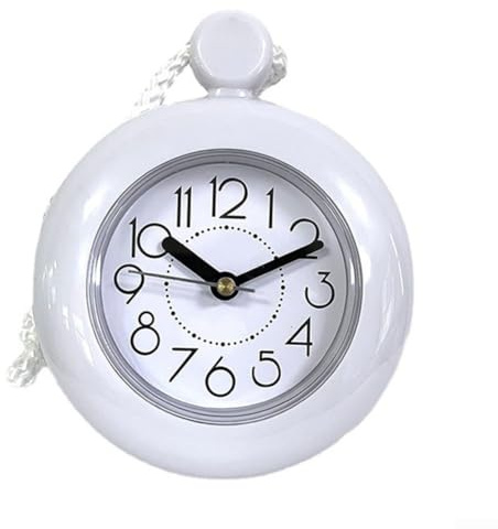 TDCuizent Wasserdichte Badezimmer-Wanduhr mit Aufhängeband und doppeltem Verwendungs-Design, leise, nicht tickende Duschuhr für Küche, Schlafzimmer, Badezimmer oder Innenbereich, 11,5 cm, runder