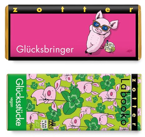 Zotter „Glücksschokolade Labooko“ Schoko Tafel Bundle (140g) – Handgeschöpfte Bio & Fairtrade Schokolade – extra dunkle Schokolade mit Mousse & Ganache, vegane Kokos Weiß & 70% - Dark Chocolate