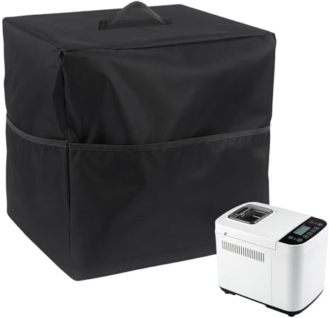 Klmnop Bread Maker Cover 17x11x15 Inches, Heavy Duty Oxford Cloth Dust Cover with Pocket for Bread Machine or Toaster Oven, Stain Resistant and Washable Protector Fits Most Kitchen Small Appliances