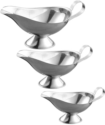 BESPORTBLE Juego de 3 salsas de acero inoxidable con tazas de salsa de 3 onzas, 8 onzas, 10 onzas para carne, aderezo de ensalada, salsa de frutas para condimentos de cocina y servir