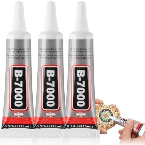 3PCS B7000 Super Glue, Transparent Paste Adhesive for Fast Repair - Quick Drying, Waterproof, Strong Bond for Glass, Phone, Jewelry, Wood, Metal, Fabric & Crafts, 15ML