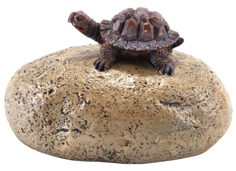 Huba Imitation Rock Key Hide Secure Holder for Outdoor Yard Garden, Turtle Shape Resin Stone Keys Hider with Secret Compartment