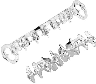 Msioytog Denti moderni Grillzs Gioielli con motivi a stella realizzati in rame con disegni ergonomici cavi per stili Versatilità Viaggi sorrisi amichevoli Accessori