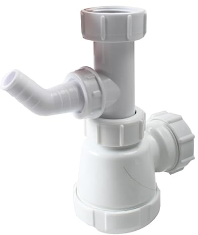 UYNAIT Washbasin Bottle Trap with Overflow Connector, 32mm Waste Pipe, Compatible with Washing Machine, White, Model GN123C003