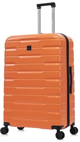 Rocklands London Suitcase Medium 25 Inch Hard Shell Lightweight Checked Luggage with 360° Rubber Spinner Wheels Durable Travel Case Telescopic Handle, TSA Lock (Orange)