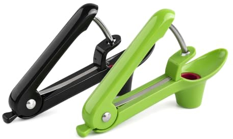 QIANSSE 2 Pack Cherry Pitter & Olive Pitter Tool | Manual fruit pitter, green and black, pits cherries, olives, dates, practical kitchen baking gadget
