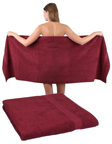 Betz Premium Ensemble de Serviettes à Sauna Lot de 2 pièces en 100% Coton Serviette de Bain 70 x 200cm Couleur Rouge foncé