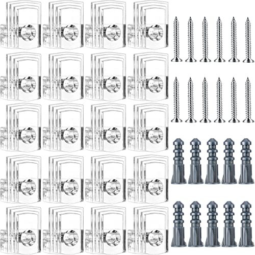 Tatuo 20 Pcs Mirror Holder Clips for Mirrors Clear Mounting Clips for Wall