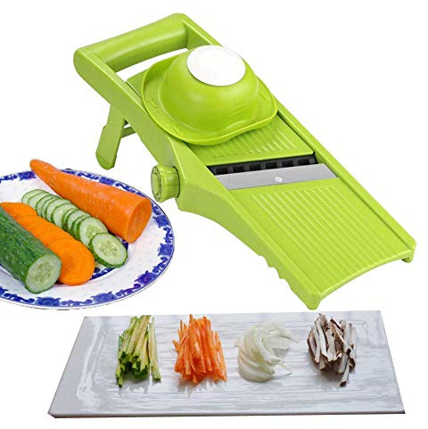 Voarge Manuelle Essen Slicer, Gemüsehobel 3 in 1 Gemüseschneider Profi Gemüsereibe Kartoffelschneider, justierbares Stärke Kartoffel Karotten Gemüse Scheiben Werkzeug