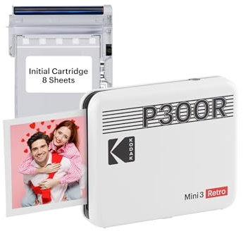 KODAK Mini 3 Retro 4PASS Mobiler Fotodrucker (7,6x7,6cm) - Weiß