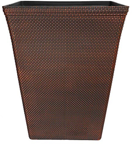 Muddy Hands 48 Litre Tall Square Copper Planter Plant Pot with Drainage Holes Large Outdoor Garden Patio Balcony Decorative Plastic Flower Pot for Plants Shrubs Small Trees