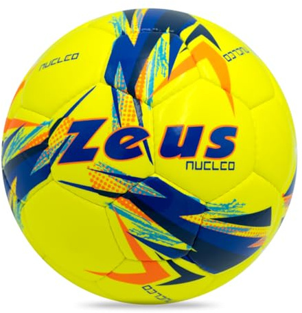 Pallone da Calcio Nucleo x Zeus - Resistente, Alta Visibilità e Design Accattivante per Allenamenti e Partite Calcio Calcetto Vari Colori (GIALLO FLUO - ROYAL, N.5)