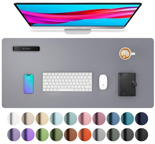 Aothia schreibtischunterlage,Mauspad, Büro-Schreibtischmatte, Rutschfester PU-Leder-schreibtischmatte,wasserdichter schreibunterlage für Büro und Zuhause (80cmx40cm, Hellgrau)