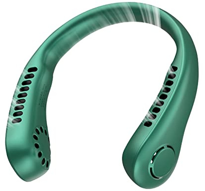 Nackenventilator, Tragbarer Hals Ventilator, 2600mah USB Halsventilator Leise Neck Fan Halsventilatoren Akku mit 3 Geschwindigkeiten, Persönlicher Ventilator für Urlaub Reisen Sport Draußen (Grün)