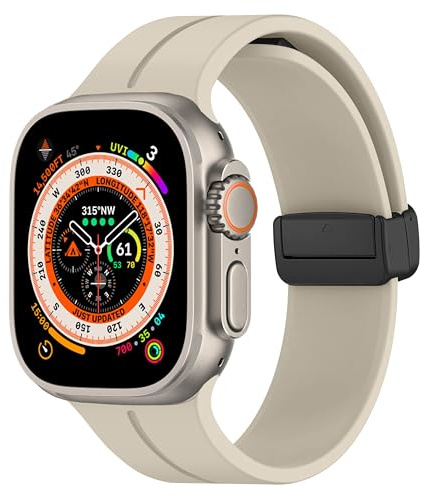 for Apple Watch Ultra 2 Strap 49mm 45mm 44mm 46mm 42mm 41mm 40mm 38mm Men Women, Adjustable Magnetic Buckle Sport Silicone Band for Apple Watch SE Strap Series 10/9 8/7/6/5/4/3/SE 2nd/Ultra 2 Ultra