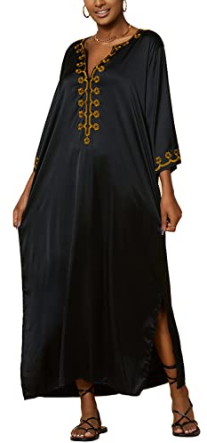 L-Peach Homewear Manica Corta Morbida Camicia da Notte da Donna Maxi Kaftan Oversize Copricostume da Spiaggia