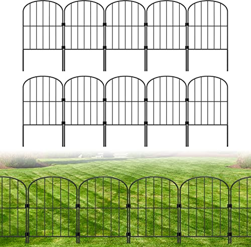 Decorative Garden Fence 10 Pack Animal Barrier Fence 10ft (L) x 24in (H) Rustproof Metal Wire Section Edging Fencing Panel for Outdoor Yard Landscape Patio, Arched