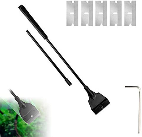 Kiuiom Verstellbarer Algenschaber,Aquarium Algen Rasiermesser Schaber,Aquarien Scheibenreiniger,30-51cm Algenschaber,Aquariumschaber,Aquarium Scheibenreiniger,Scheibenreiniger Aquarium,Mit 5 Klingen