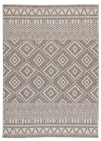 TESSO LIVING Tappeto per interni e per esterni, antiscivolo, tappeto per balcone, terrazzo, cucina, boho ethno -Beige - 120cm x 160cm - Resistente ai raggi UV, tappeto moderno