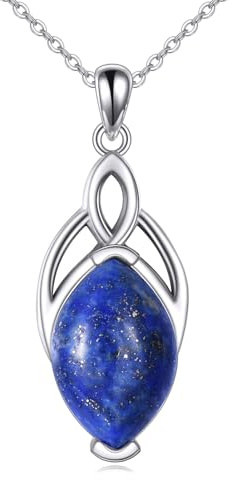 YAFEINI Keltische Mondstein Kette für Damen 925 Sterling Silber Mondstein Halskette Dreifaltigkeits Knoten Anhänger Schmuck Geschenk für Mädchen