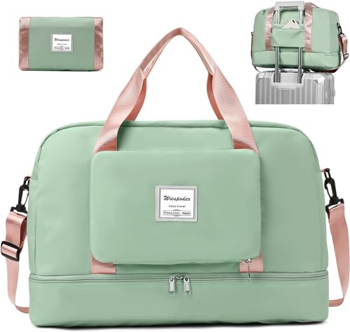 Für Ryanair Airlines Untersitz-Kabinentasche 50 x 32 x 28,5 cm, faltbare Reisetasche, Handgepäck, Übernachtungstasche für Damen und Herren (mit Schultergurt) - Grün