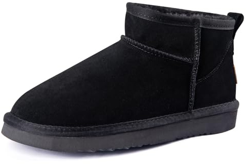 Veilante Damen Schneestiefel wasserdichte Leder Winterstiefel rutschfeste warme gefütterte Winterboots