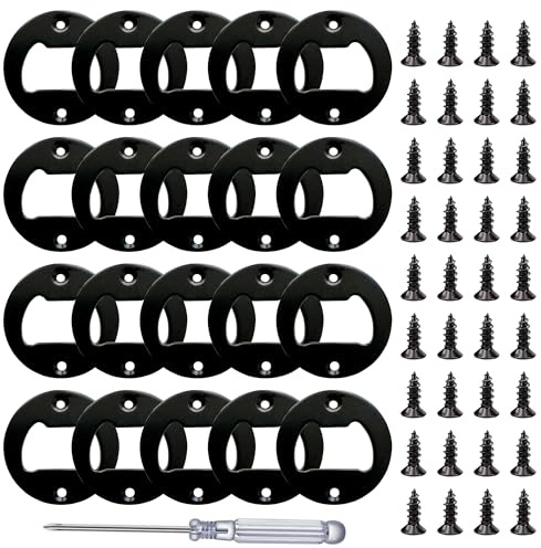 Bottle Opener Insert - 20 Sets Stainless Steel Inserts Kit with Screws Screwdriver for DIY Resin Mould Kit Hardware Parts Supply（black)